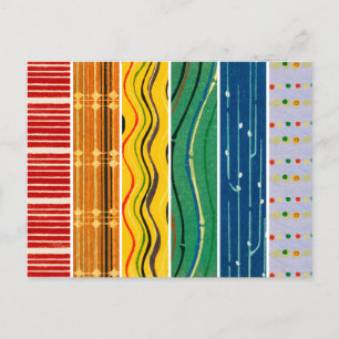 Pride Japanese Woodblock Textile Patterns Postcard