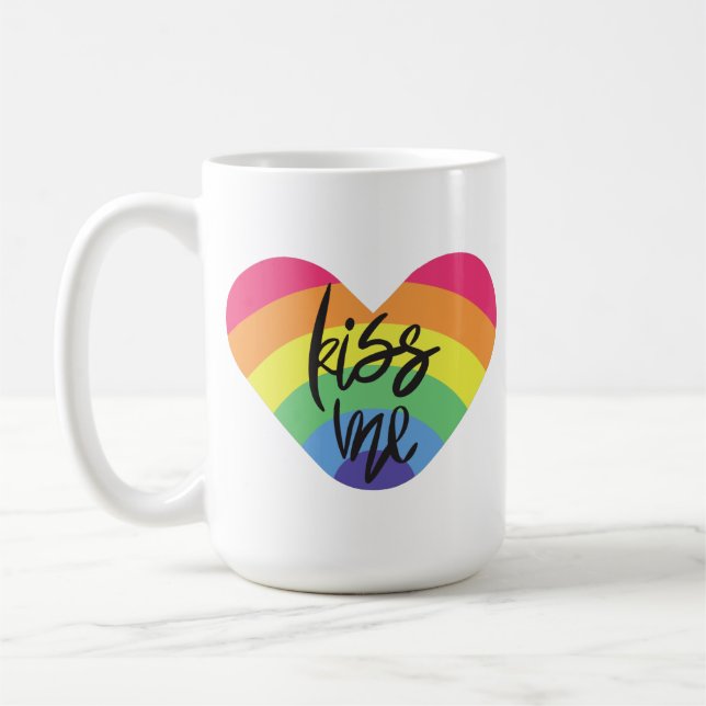 Pride- kiss me. love is fair.  coffee mug (Left)