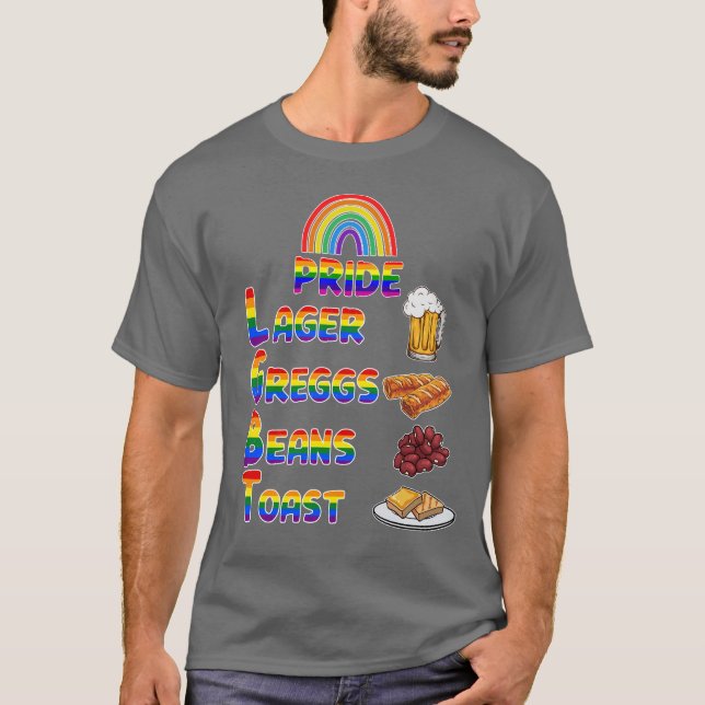 Pride Lager Greggs Beans Toast Rainbow Colour T-Shirt (Front)