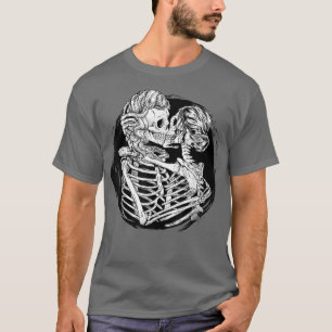 Pride Lesbian Skeleton Kissing Love LGBT Funny Gif T-Shirt