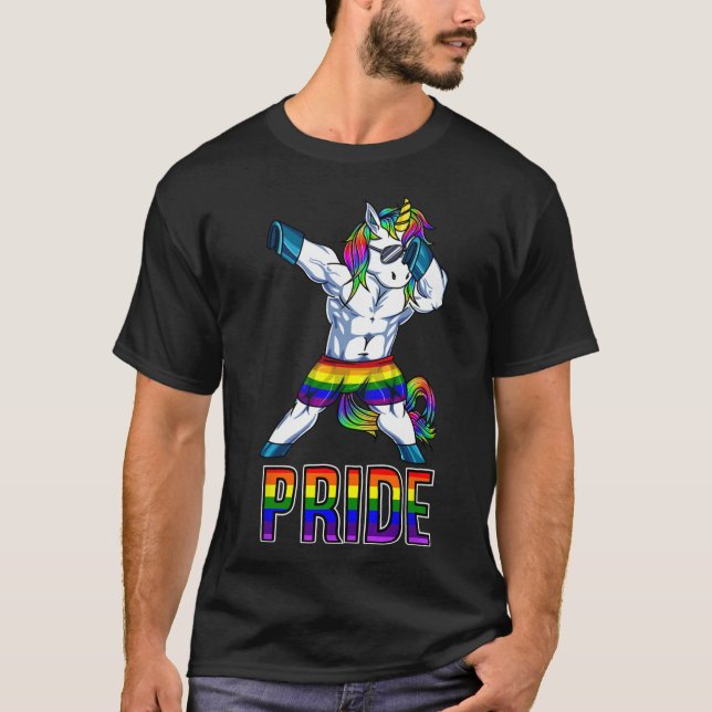 Pride Lgbt Bodybuilding Unicorn Muscle Lesbian Gay T-Shirt (Front)