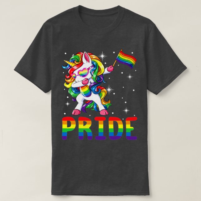 Pride LGBT Gay Be Lesbian Unicorn Dabbing Funny T T-Shirt (Design Front)