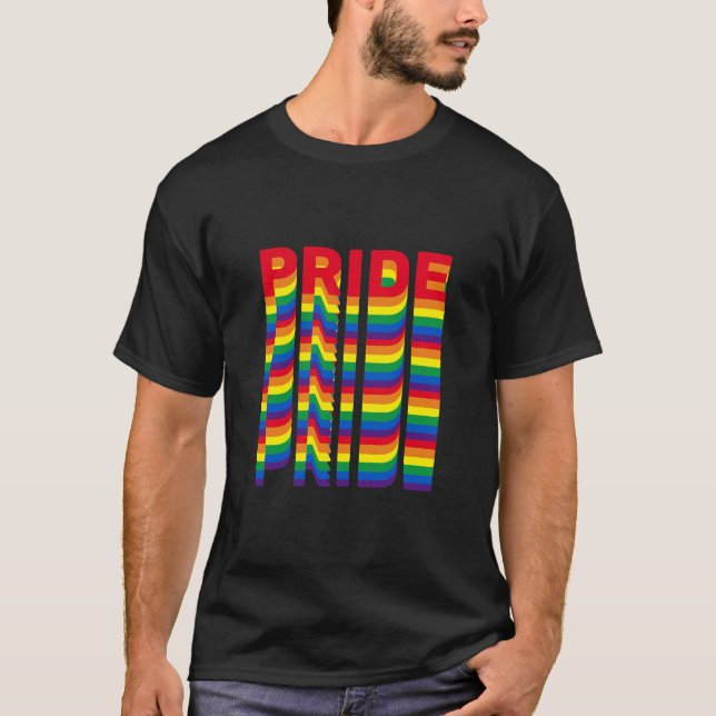 Pride lgbt lgbtq gay rainbow retro colours cool T-Shirt (Front)
