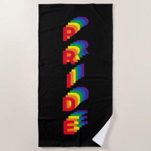 Pride lgbt lgbtq queer gay rainbow colours black beach towel