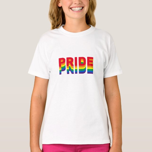Pride lgbt lgbtq queer gay rainbow colours kids T- T-Shirt (Front)