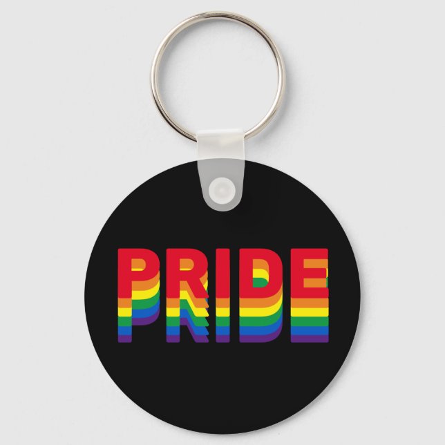 Pride lgbt lgbtq queer gay rainbow retro black key ring (Front)