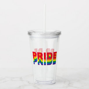Pride lgbt lgbtq queer gay rainbow retro colours acrylic tumbler