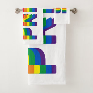 Pride lgbt lgbtq queer gay rainbow retro colours bath towel set