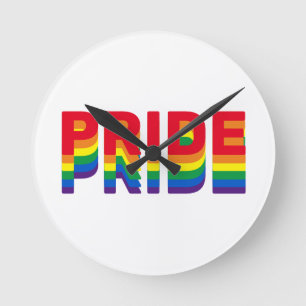 Pride lgbt lgbtq queer gay rainbow retro colours round clock