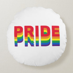 Pride lgbt lgbtq queer gay rainbow retro colours round cushion