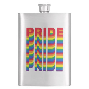 Pride lgbt lgbtq queer gay rainbow retro pattern hip flask