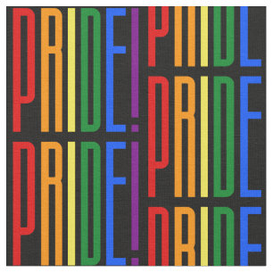 Pride! LGBT Rainbow Flag Colours Typography Logo Fabric