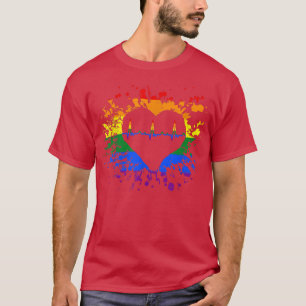 Pride LGBT Rainbow Heartbeat ECG pride month LGBT T-Shirt