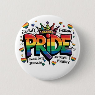 Pride LGBTQ Acceptance LGBT 4th of July Flag USA 6 Cm Round Badge