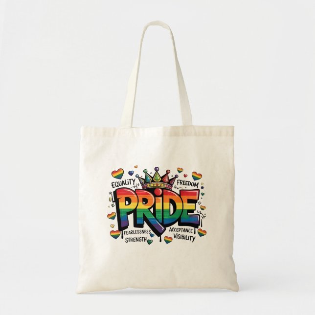 Pride LGBTQ Acceptance LGBT 4th of July Flag USA Tote Bag (Front)