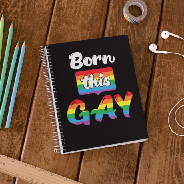 Pride LGBTQ+ Born This Gay Spiral Photo Notebook (Creator Uploaded)