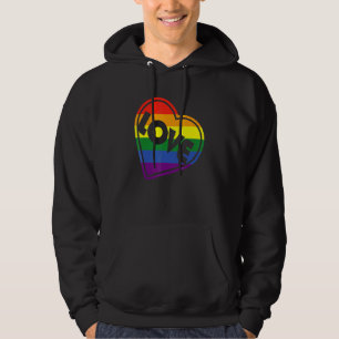 Pride LGBTQ Gay Equality - Love Heart Rainbow Hoodie