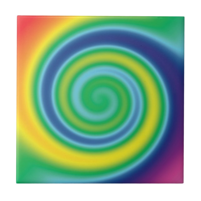 Pride lgbtq lgbt rainbow colours swirl cool tile (Front)