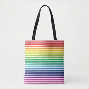 Pride lgbtq lgbt rainbow white stripes pattern tote bag