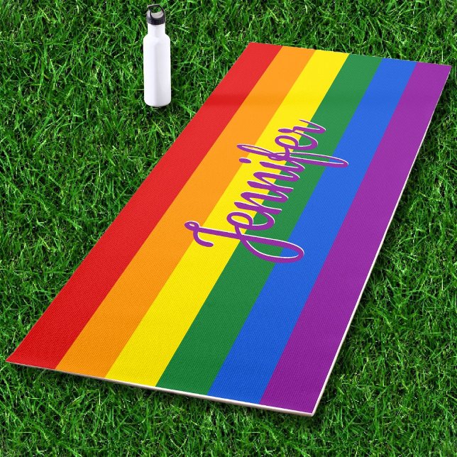 Pride LGBTQ Rainbow Flag Custom Name Yoga Mat (Creator Uploaded)