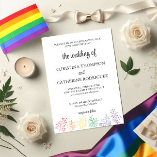 Pride LGBTQ Watercolor Elegant Wedding Invitation
