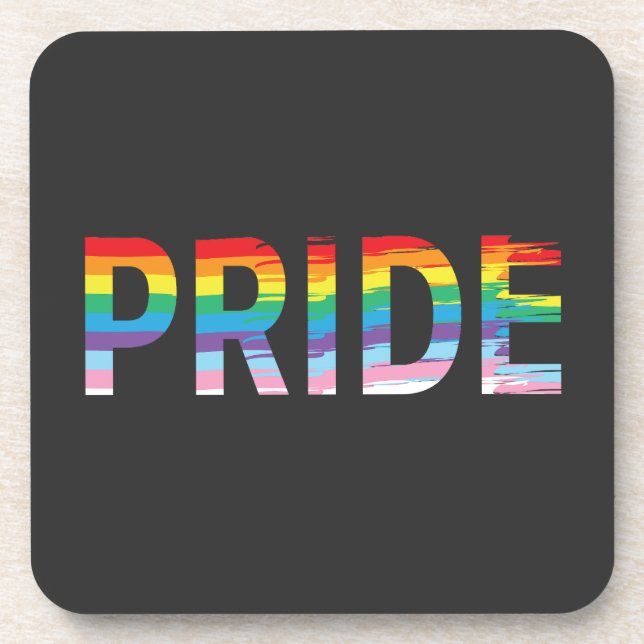 PRIDE LGBTQIA Rainbow Flag, Pride Letter  Coaster (Front)