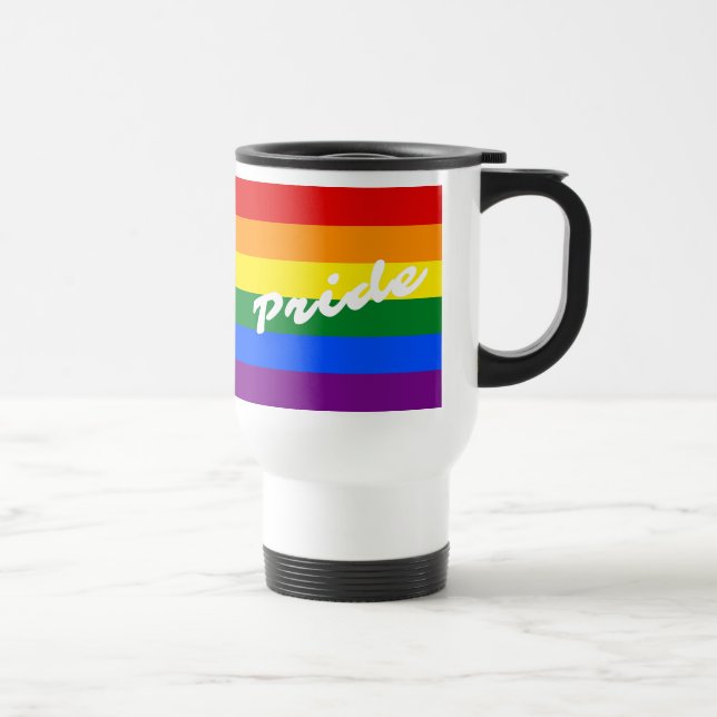 Pride Logo LGBT 6-Stripe Rainbow Gay Pride Flag Travel Mug (Right)