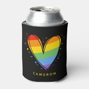 Pride Love Heart Gay Rainbow LGBTQ Can Cooler