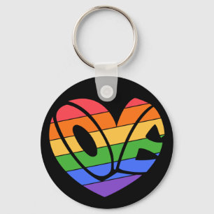 Pride Love Heart Gay Rainbow LGBTQ Key Ring