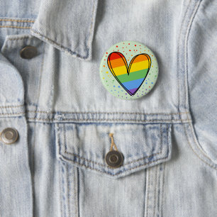 Pride Love Heart Gay Rainbow LGBTQ Sticker 6 Cm Round Badge