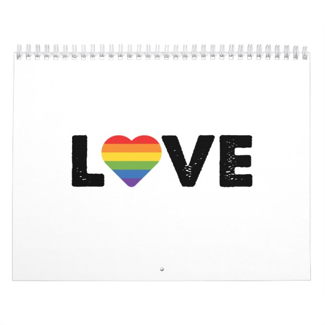 Pride Love is Love Gay Equality Rainbow LGBTQ  Calendar (Cover)