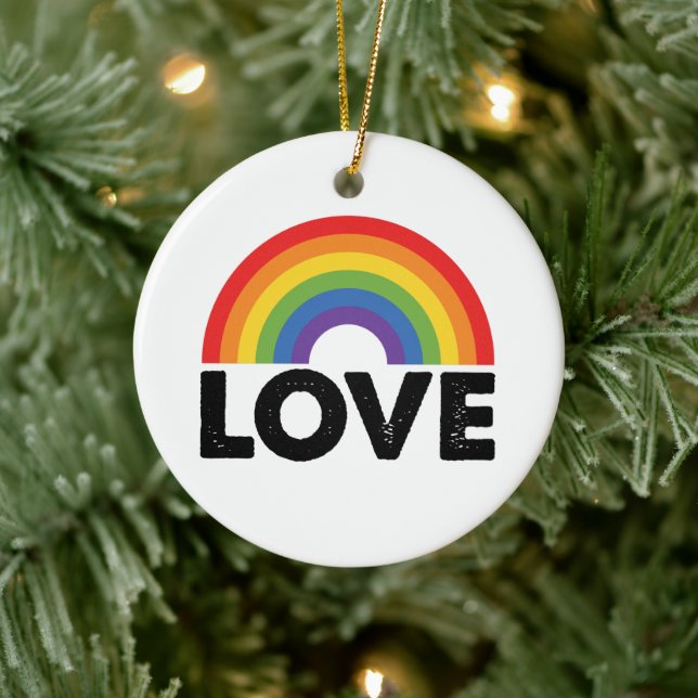Pride Love is Love Gay Equality Rainbow LGBTQ  Ceramic Tree Decoration (Tree)