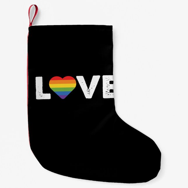 Pride Love is Love Gay Equality Rainbow LGBTQ  Small Christmas Stocking (Front)