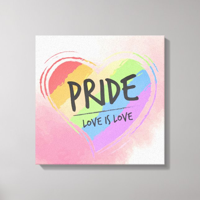Pride Love is Love Rainbow Heart Canvas Print (Front)