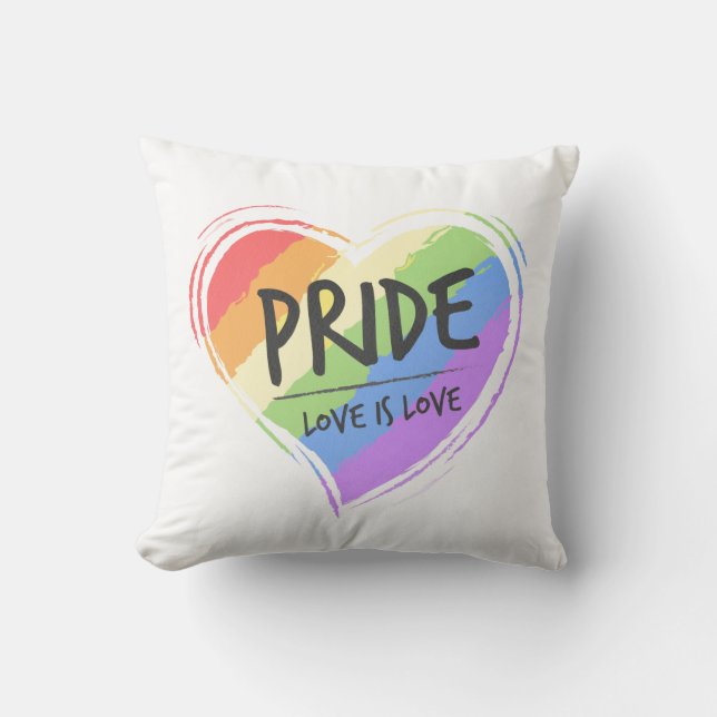 Pride Love is Love Rainbow Heart Cushion (Front)