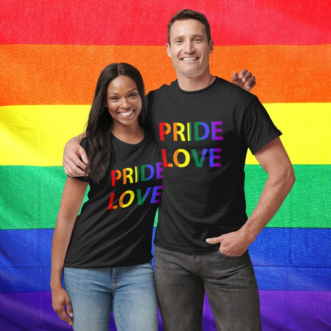 Pride Love Rainbow Flag Typography T-Shirt (Pride Love Rainbow Flag Typography T-Shirt)