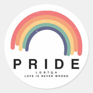 Pride Love Wins Colourful Rainbow LGBTQ Classic Round Sticker
