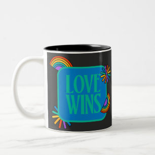 Pride- love wins. Gay rainbow lgbtq Two-Tone Coffee Mug