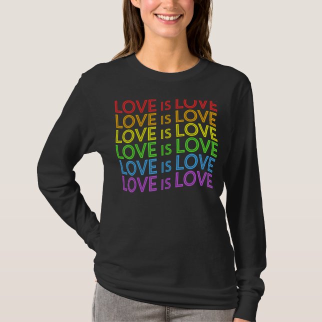 Pride March Rainbow Lgbt Equality Love Is Love Gay T-Shirt (Front)