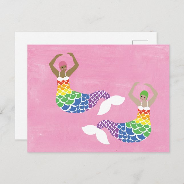 Pride Mermaid Rainbow Flag Tail LGBT Party Postcard (Front/Back)