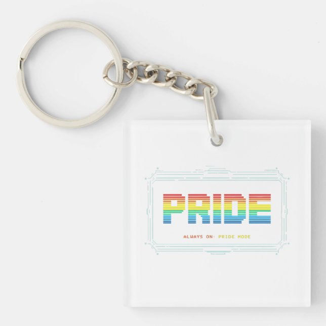 PRIDE Mode: Always On – Rainbow Tech Pride Design Key Ring (Front)