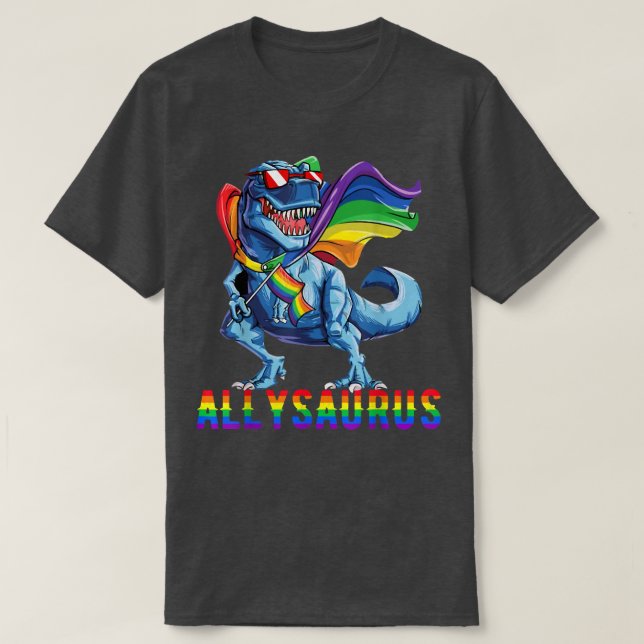 Pride Month 2022 Allysaurus Dinosaur Rainbow Flag  T-Shirt (Design Front)