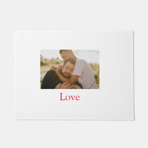 Pride month add gay couple photo name love LQBTQ Doormat