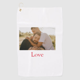 Pride month add gay couple photo name love LQBTQ Golf Towel