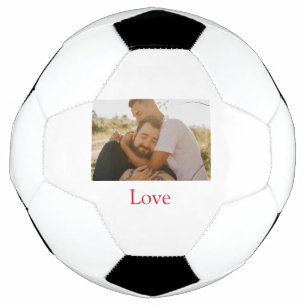 Pride month add gay couple photo name love LQBTQ Soccer Ball