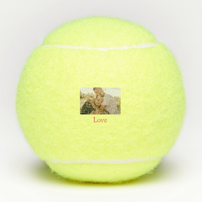 Pride month add gay couple photo name love LQBTQ  Tennis Balls (Front)
