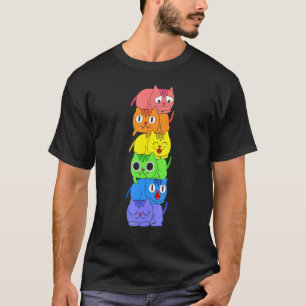 Pride Month Cat Lgbt Rainbow Flag Proud T-Shirt