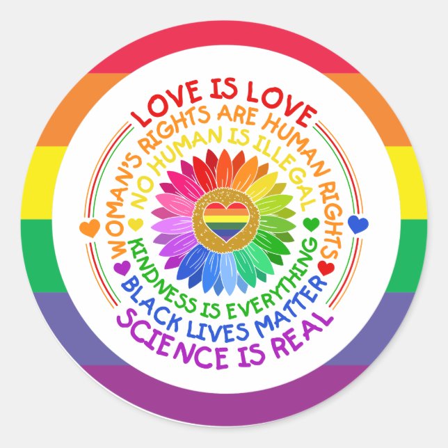 Pride  month  LGBT with rainbow Love is love Classic Round Sticker (Front)