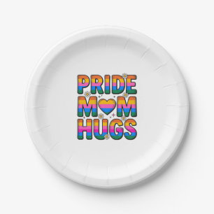 Pride Mum Hugs Vintage Rainbow Vector Design_1 Paper Plate