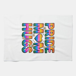 Pride Mum Hugs Vintage Rainbow Vector Design_1 Tea Towel